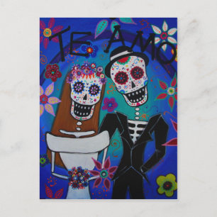 DIE AMO WEDD DIA DE LOS MUERTOS POSTKARTE