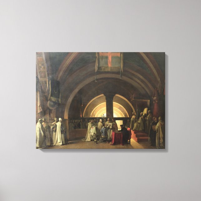 Die Amtseinführung von Jacques de Molay Leinwanddruck (Vorderseite)
