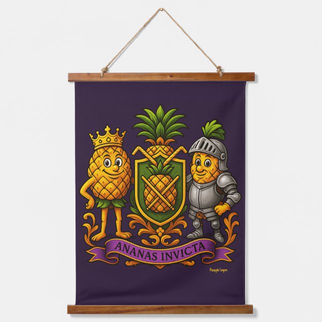 Die Ananas-Wappen Wandteppich Mit Holzrahmen (Vorderseite)