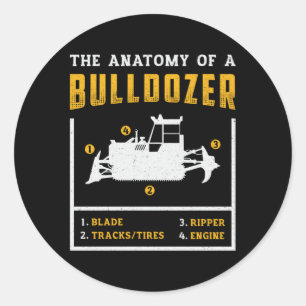 Die Anatomie eines Bulldozer-Bauarbeiters Runder Aufkleber