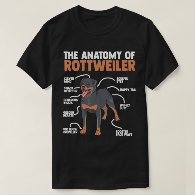 Die Anatomie eines Rottweilers für jeden Rottweile T-Shirt (Design vorne)