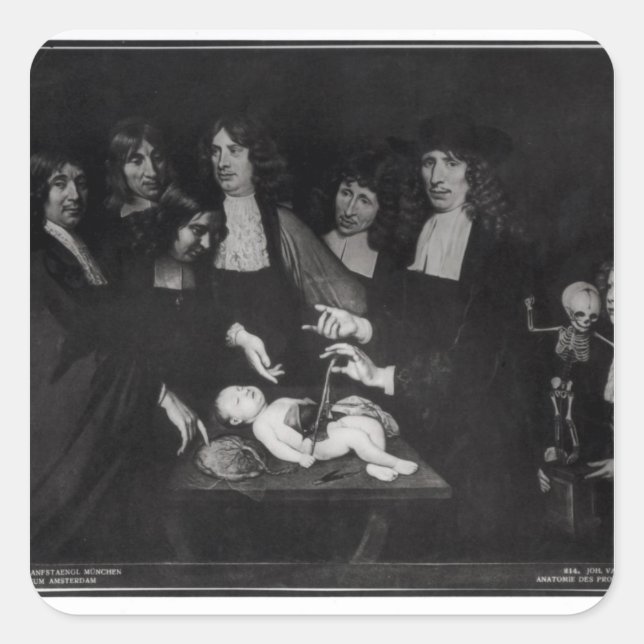Die anatomische Lektion von Professor Frederik Quadratischer Aufkleber (Vorderseite)