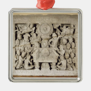 Die Anbetung der buddhistischen Symbole, Amaravati Ornament Aus Metall