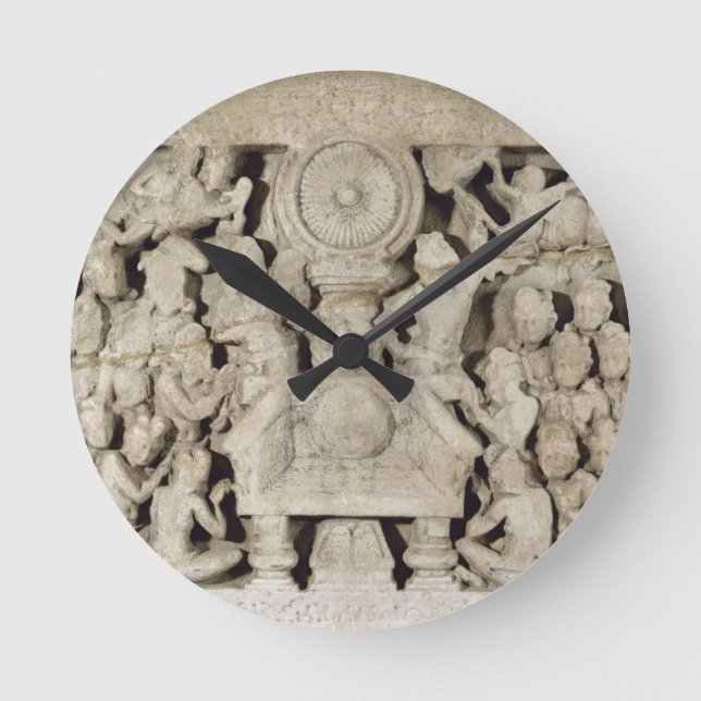 Die Anbetung der buddhistischen Symbole, Amaravati Runde Wanduhr (Vorderseite)