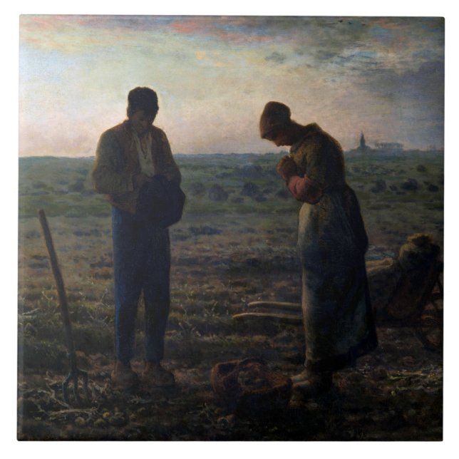 Die Angelus, Jean-Francois Millet Fliese (Vorderseite)