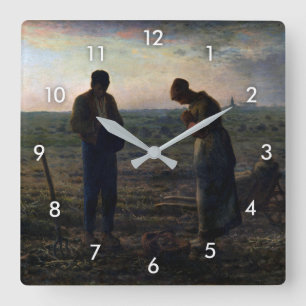 Die Angelus, Jean-Francois Millet Quadratische Wanduhr