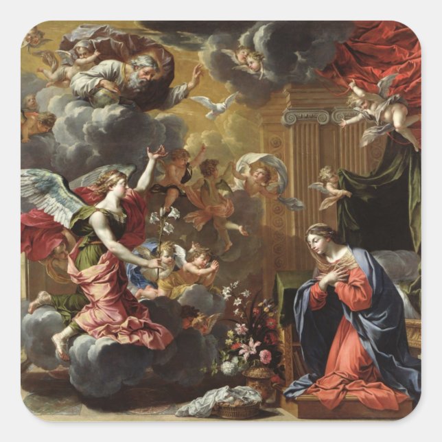 Die Ankündigung, 1651-52 Quadratischer Aufkleber (Vorderseite)