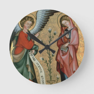 Die Ankündigung, c.1330 (Öl auf Platte) Runde Wanduhr