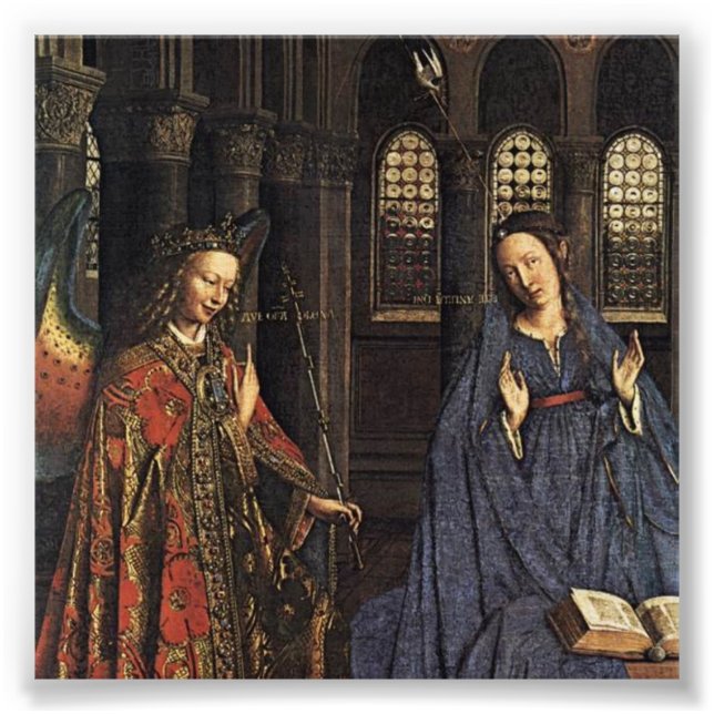 Die Ankündigung von Jan van Eyck Fotodruck (Vorne)