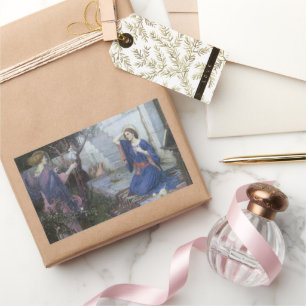 Die Ankündigung von John William Waterhouse Rechteckiger Aufkleber