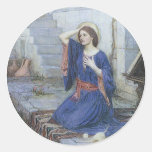 Die Ankündigung von John William Waterhouse Runder Aufkleber