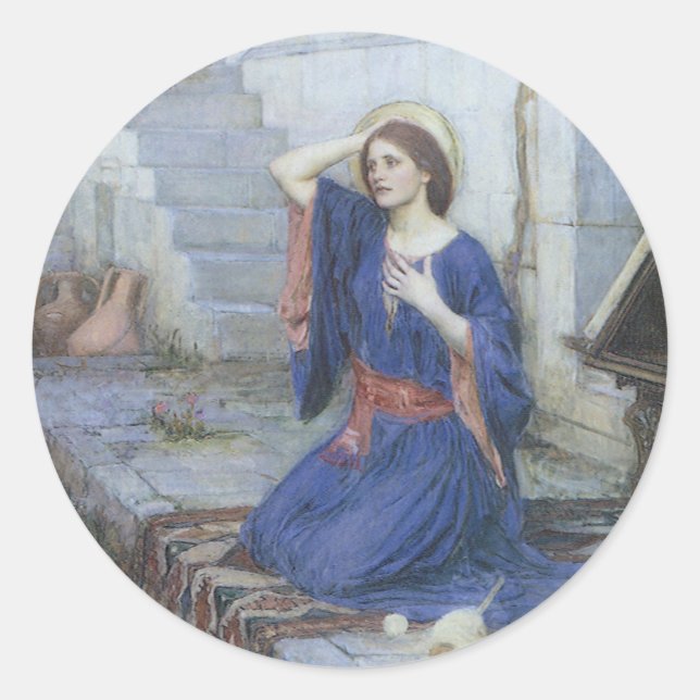Die Ankündigung von John William Waterhouse Runder Aufkleber (Vorderseite)