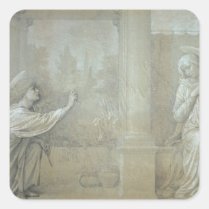 Die Ankündigung, vorbereitender Cartoon für das Quadratischer Aufkleber