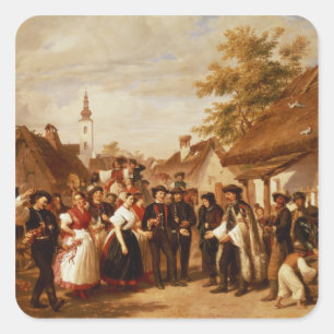 Die Ankunft der Braut, 1856 Quadratischer Aufkleber