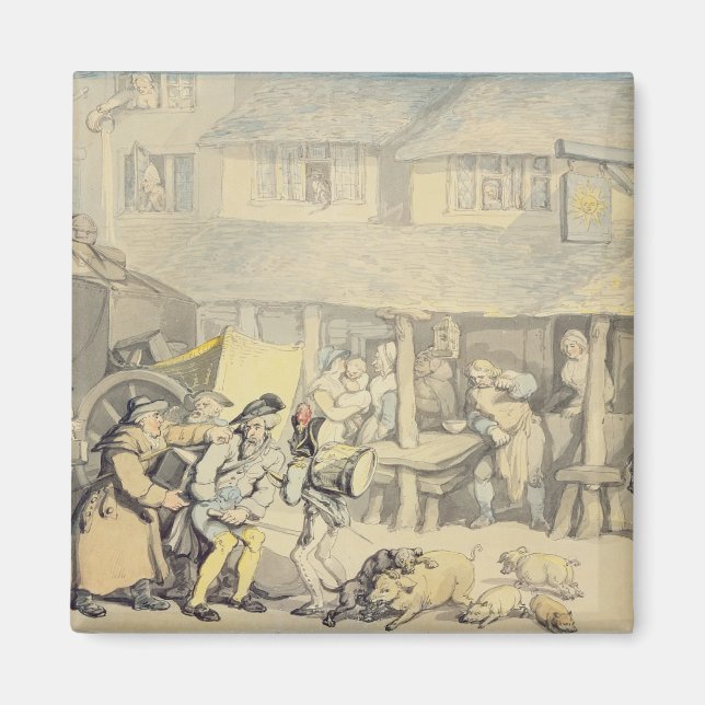 Die Ankunft der Bühne Coach am Sun Inn, Bod Magnet (Vorne)