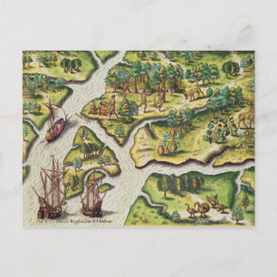 Die Ankunft der Franzosen in Port Royal Postkarte