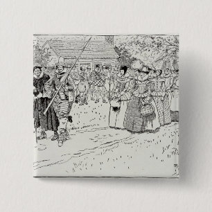 Die Ankunft der jungen Frauen bei Jamestown Button