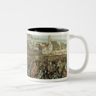Die Ankunft der Kaiserin Maria Theresa von Zweifarbige Tasse