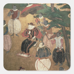 Die Ankunft der Portugiesen in Japan Quadratischer Aufkleber