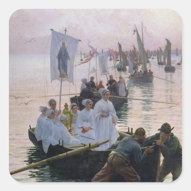 Die Ankunft der Prozession von St. Anne Quadratischer Aufkleber (Vorderseite)