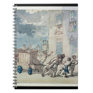 Die Ankunft des Feuer-Motors (w/c, Feder, Notizblock