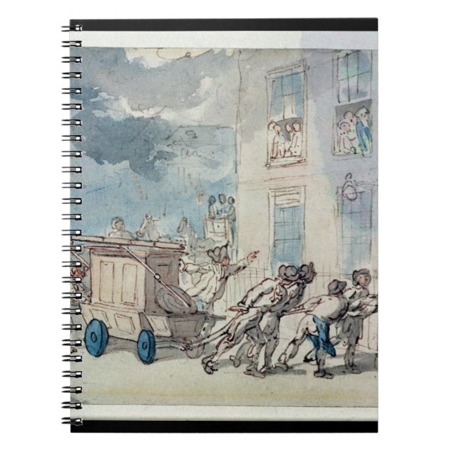 Die Ankunft des Feuer-Motors (w/c, Feder, Notizblock (Vorderseite)