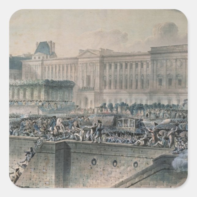 Die Ankunft von Louis XVI vor dem Quadratischer Aufkleber (Vorderseite)