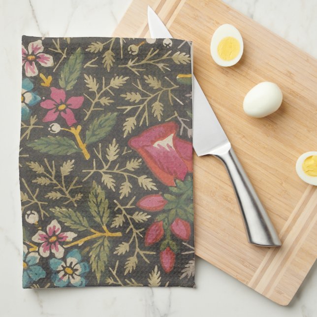 Die antike französische Toile de Jouy-Zweigstelle  Geschirrtuch (Viertel Falte)