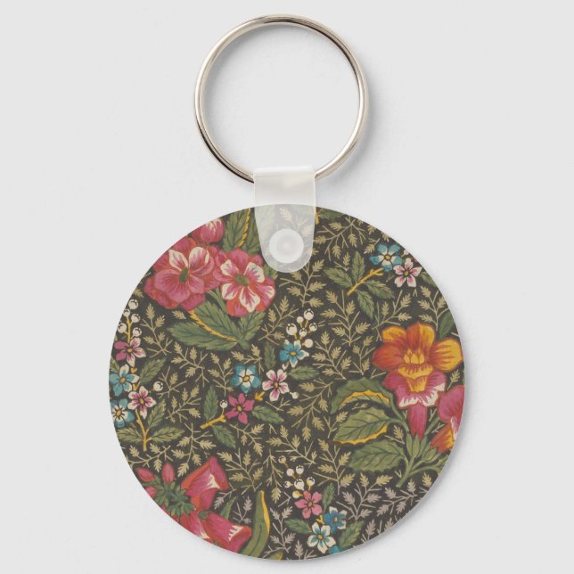 Die antike französische Toile de Jouy-Zweigstelle  Schlüsselanhänger (Vorderseite)