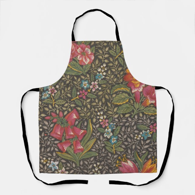 Die antike französische Toile de Jouy-Zweigstelle  Schürze (Vorderseite)