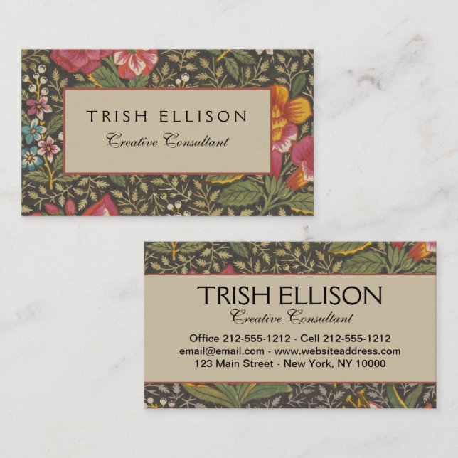 Die antike französische Toile de Jouy-Zweigstelle  Visitenkarte (Vorne/Hinten)