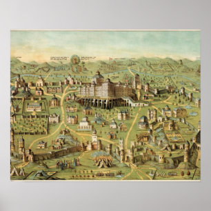 Die antike Stadt Jerusalem mit dem Solomon-Tempel Poster