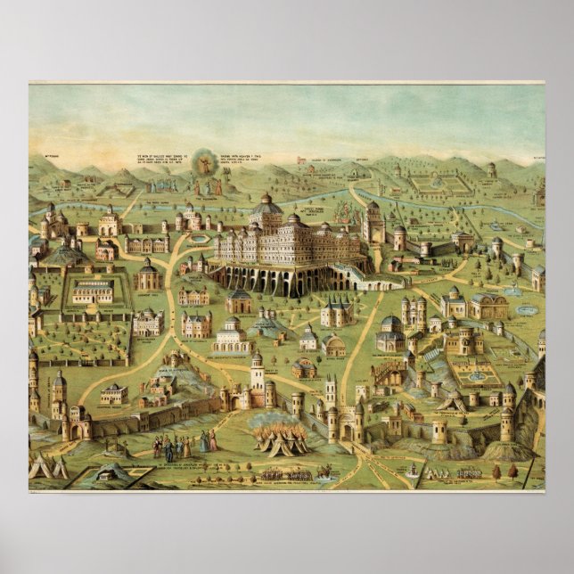 Die antike Stadt Jerusalem mit dem Solomon-Tempel Poster (Vorne)