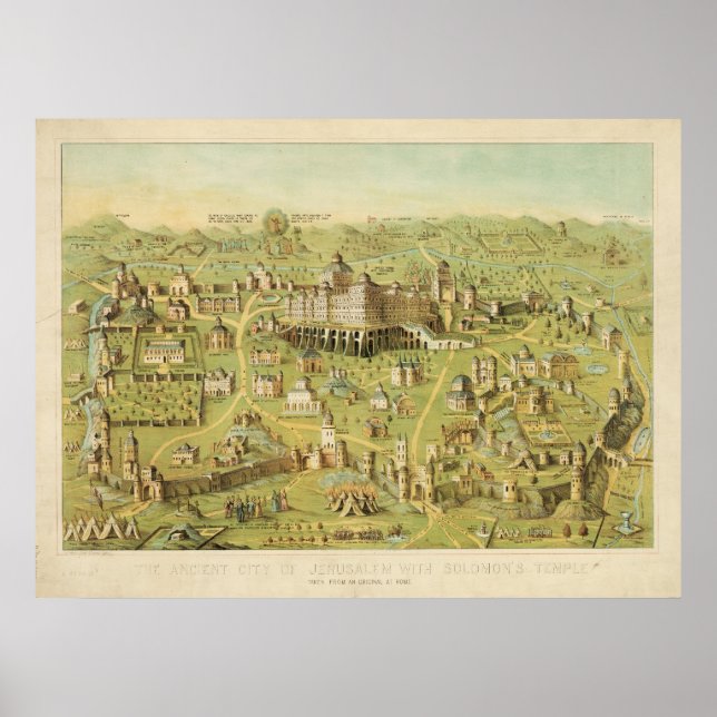 Die antike Stadt Jerusalem & Solomons Tempel Poster (Vorne)