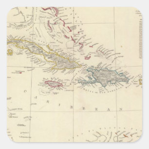 Die Antillen oder die WestIndia Inseln Quadratischer Aufkleber