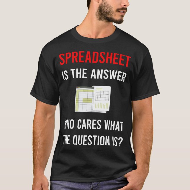 Die Antworten in Tabellenkalkulationstabellen T-Shirt (Vorderseite)