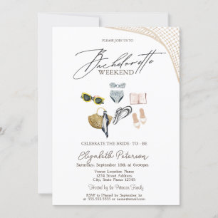 Die Anzugs Tropical Beach Junggeselinnen-Abschied Einladung