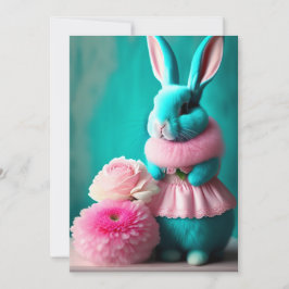 Die Aquamarine Bunny Portrait Osterkarte Feiertagskarte