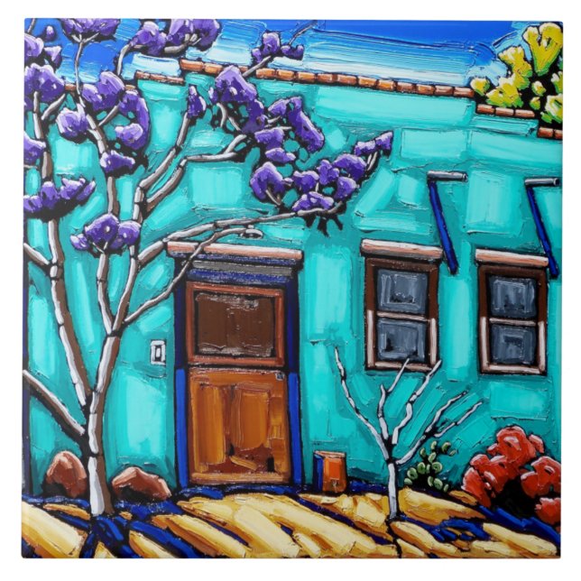 Die aquamarine grüne Tucson-Barrio-Fliese Fliese (Vorderseite)