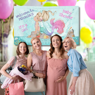 Die Aquamarine Pink Mermaid Babydusche von Girl Bl Banner