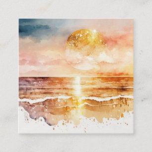 Die Aquarell-Strand-Serie Design 1 Quadratische Visitenkarte