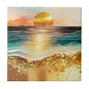 Die Aquarell-Strand-Serie Design 3 Fliese