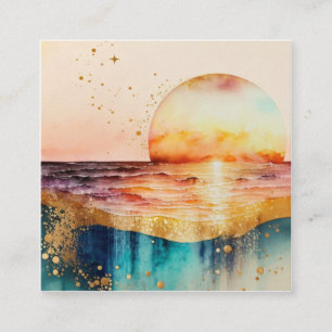 Die Aquarell-Strand-Serie Design 3 Quadratische Visitenkarte