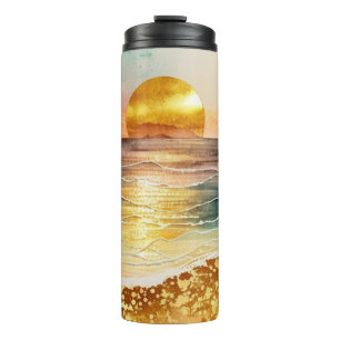 Die Aquarell-Strand-Serie Design 3 Thermosbecher