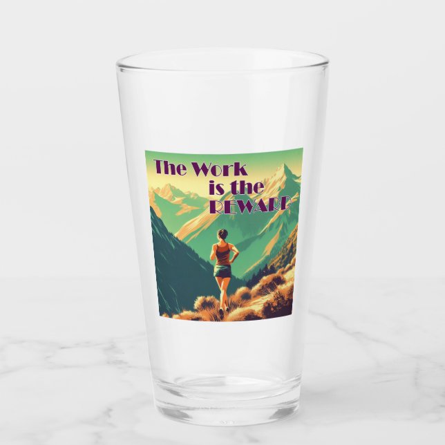 Die Arbeit ist die Belohnung Frauen Runner Mountai Glas (Vorderseite)