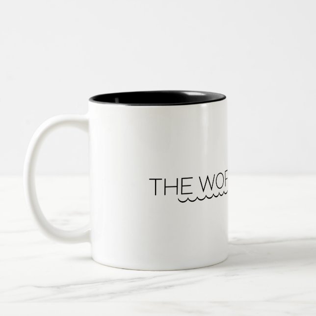 Die Arbeit kann warten Minimalistische Typografie  Zweifarbige Tasse (Links)