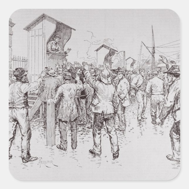 Die Arbeitslosen in London Quadratischer Aufkleber (Vorderseite)