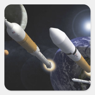 Die Ares-I-Crew startet Quadratischer Aufkleber