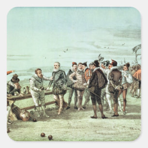 Die Armada von 1888 in Sicht Quadratischer Aufkleber