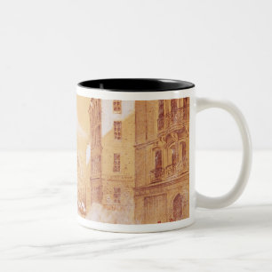 Die Armee, die eine Barrikade in der Rue in Zweifarbige Tasse